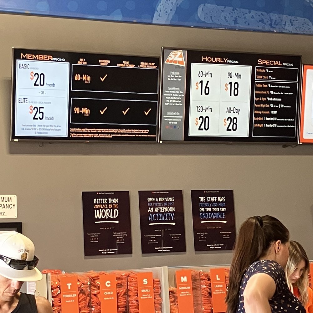 Sky Zone Trampoline Park - Prices/ counter - Trampoline Parks Near Me - San Marcos, California Sky Zone Trampoline Park - Prices/ counter - Trampoline Parks Near Me - San Marcos, California