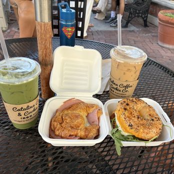 Catalina Coffee & Cookie - Iced matcha & iced chai. Ham & Swiss on a croissant & egg, bacon, arugula on a bagel. Everything was delicious - Coffee & Tea Near Me - Avalon, California Catalina Coffee & Cookie - Iced matcha & iced chai. Ham & Swiss on a croissant & egg, bacon, arugula on a bagel. Everything was delicious - Coffee & Tea Near Me - Avalon, California