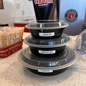 Teriyaki Madness - Here are the different sizes you can order for your Teriyaki Bowl or take out. - Japanese Near Me - San Jose, California Teriyaki Madness - Here are the different sizes you can order for your Teriyaki Bowl or take out. - Japanese Near Me - San Jose, California