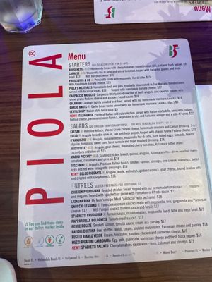 Menu photo 8 Piola - Brickell Miami, FL
