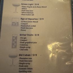 Cocktail Menu Cocktail Menu