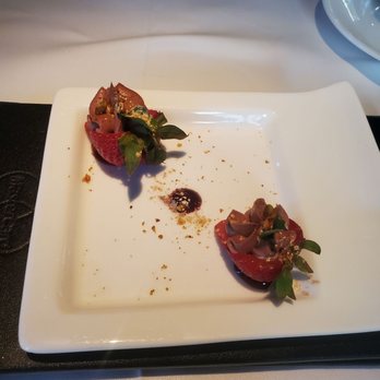 The Elderberry House - Chocolate cheesecake in a strawberry - French Near Me - Oakhurst, California