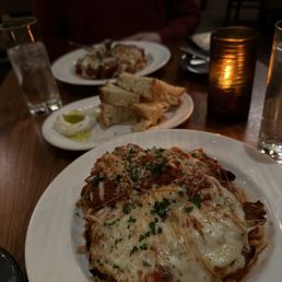 Chicken parmesan and house focaccia bread Chicken parmesan and house focaccia bread