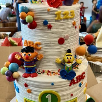 Stick a Cake In It - 2 tier Sesame Street birthday cake. - Desserts Near Me Stick a Cake In It - 2 tier Sesame Street birthday cake. - Desserts Near Me