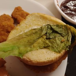 My lettuce on my Crispy chicken sandwhich i believe it also was on the 4 for 4 an its suppose to be a blt chicken sandwhich.
