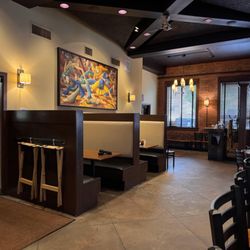 It's one large L-shaped room with booths and tables plus lots of bar seating
