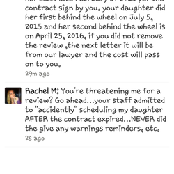 Drillers Driving School - If we are honest and express our dissatisfaction, we get threatened with a lawsuit.