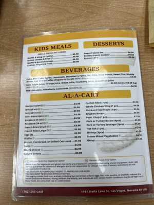 Menu photo 4 Gritz Cafe Las Vegas, NV