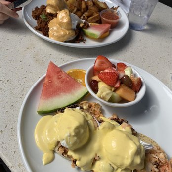 Swami's Cafe - Top: El Paso Benedict with Potatoes Bottom: Lobster Benedict with Fruit - Juice Bars & Smoothies Near Me - Carlsbad, California Swami's Cafe - Top: El Paso Benedict with Potatoes Bottom: Lobster Benedict with Fruit - Juice Bars & Smoothies Near Me - Carlsbad, California