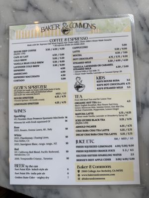 Menu photo 1 Baker & Commons Berkeley, CA