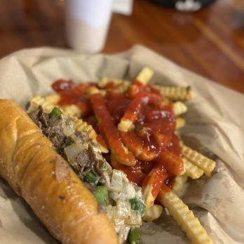 Loc's Chicken & Waffles - Philly Cheese Steak Sandwich with crinkled fries - Waffles Near Me - Savannah, Georgia Loc's Chicken & Waffles - Philly Cheese Steak Sandwich with crinkled fries - Waffles Near Me - Savannah, Georgia