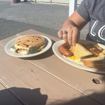 The Dock Outfitters - Big breakfast with a stack of blueberry pancakes on the side... - Boating Near Me - Seaside Heights, New Jersey The Dock Outfitters - Big breakfast with a stack of blueberry pancakes on the side... - Boating Near Me - Seaside Heights, New Jersey