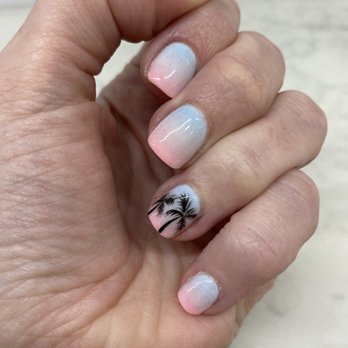 Missy Nails - Ombré dip nails with palm tree art - Nail Salons Near Me - Indianapolis, Indiana