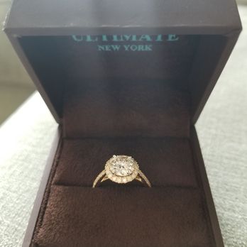 Ultimate Diamond - Yellow 14k gold halo pave cathedral engagement ring - Jewelry Near Me - New York, New York Ultimate Diamond - Yellow 14k gold halo pave cathedral engagement ring - Jewelry Near Me - New York, New York