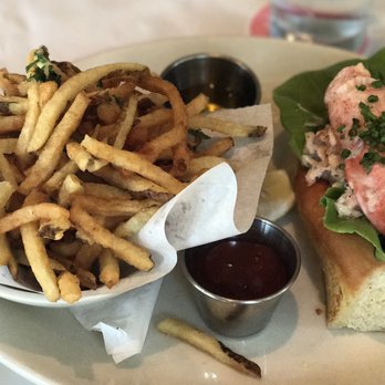 Perla's - Lobster Roll, Bibb Lettuce, House Mayo, Drawn Butter Sandwich with Handcut Shoestring Fries. - Seafood Near Me - Austin, Texas