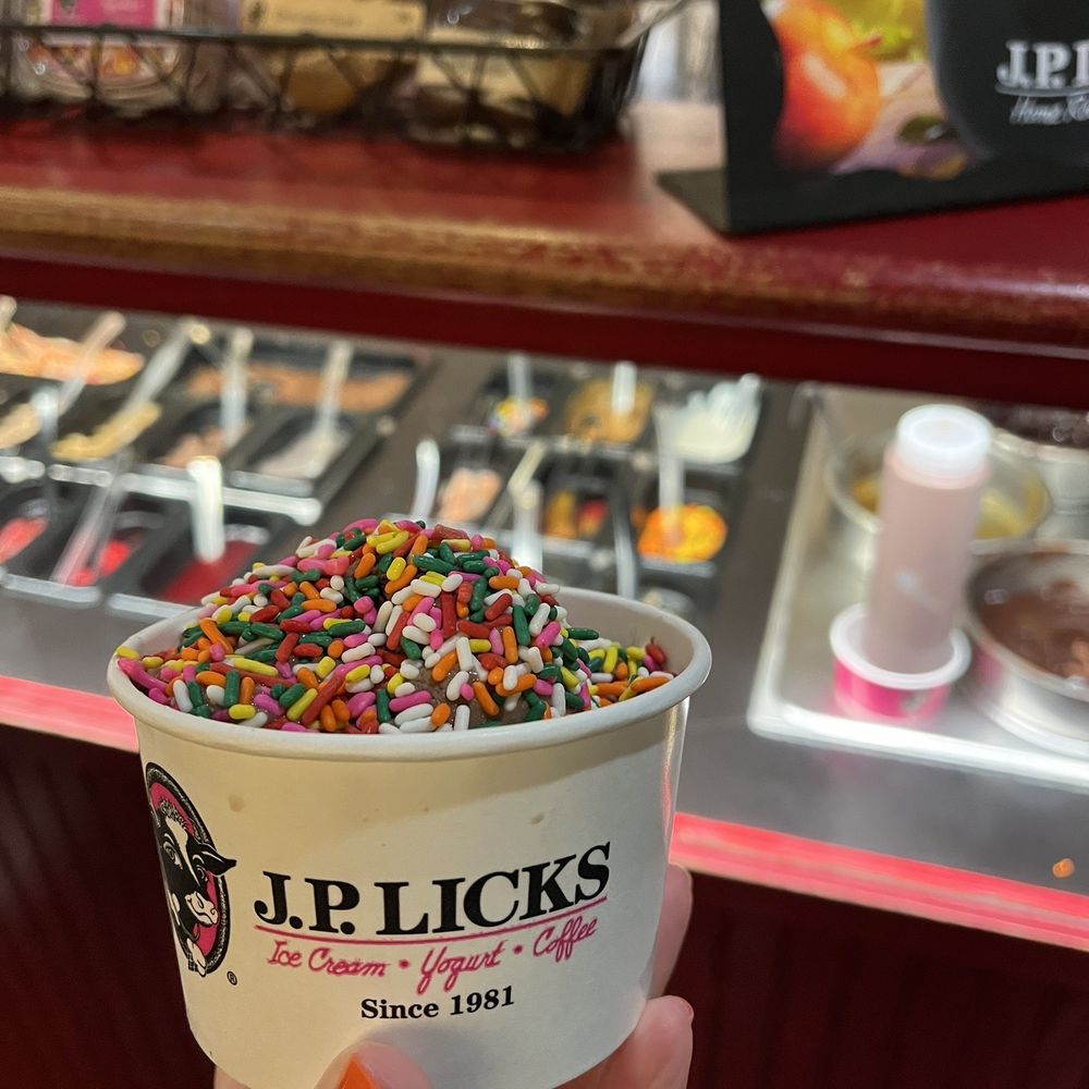 J.P. Licks - Assembly Row - One scoop of chocolate brownie batter + one scoop of Oreo with rainbow sprinkles - Ice Cream & Frozen Yogurt Near Me - Somerville, Massachusetts J.P. Licks - Assembly Row - One scoop of chocolate brownie batter + one scoop of Oreo with rainbow sprinkles - Ice Cream & Frozen Yogurt Near Me - Somerville, Massachusetts