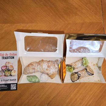 The Sicilian Baker - A few we picked out to bring home. Pistachio Cannoli on the top right and Tiramusu Cannoli on bottom right. Tasty !!! - Bakeries Near Me - Nashville, Tennessee