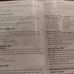 Tasting menu and price list