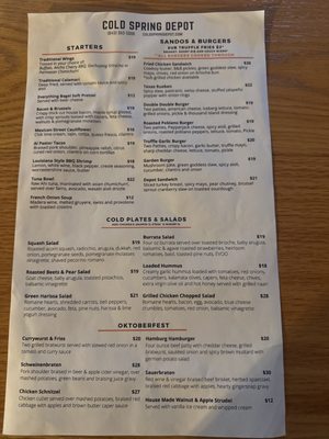 Menu photo 3 Cold Spring Depot Restaurant Cold Spring, NY