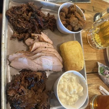 Clark Crew BBQ - bbq beef and turkey platter with mac n cheese and okra - Barbeque Near Me - Oklahoma City, Oklahoma Clark Crew BBQ - bbq beef and turkey platter with mac n cheese and okra - Barbeque Near Me - Oklahoma City, Oklahoma