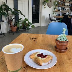 Fiddle Leaf Cafe - Cherry cheese danish and smoked sea salt & maple latte