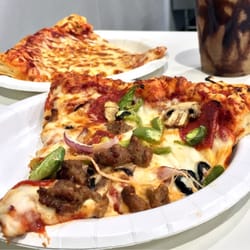 Combo and Cheese pizza slices + Mocha Freeze...