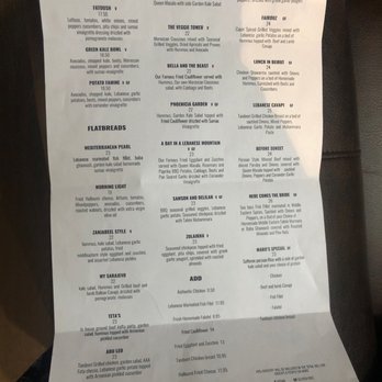Maro's - Latest Menu - Middle Eastern Near Me - Oakville, Ontario