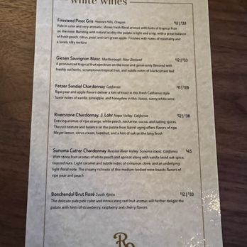 River Oak Chophouse - White wine list - Steakhouses Near Me - Madison, Indiana