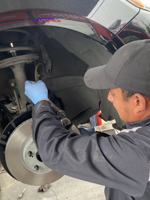 Suspension and brake repairs - Are you currently hearing a squeaky or grinding noise while stepping on the brake paddle? We are currently offering free brake inspection.
Our technician will take his time to inspect your brakes and rotor. They will let you know their recommendations and provide you with a free quote.
Did you hit a curve or your suspension is not acting right bring it in for a diagnostic. We can help you with all your general repair needs. Suspension and brake repairs - Are you currently hearing a squeaky or grinding noise while stepping on the brake paddle? We are currently offering free brake inspection.
Our technician will take his time to inspect your brakes and rotor. They will let you know their recommendations and provide you with a free quote.
Did you hit a curve or your suspension is not acting right bring it in for a diagnostic. We can help you with all your general repair needs.