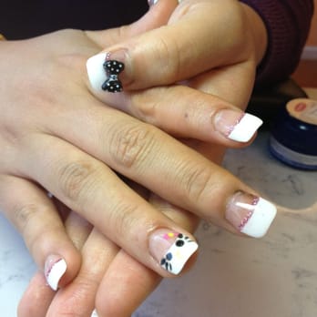 Sunset Nails - I love the black bow a lot !! - Nail Salons Near Me - San Francisco, California