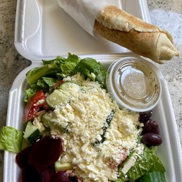 Chicken Shawarma Sandwich and Greek Salad Chicken Shawarma Sandwich and Greek Salad
