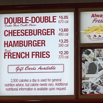 In-N-Out Burger - Menu as of 1/1/23 - Burgers Near Me - Avondale, Arizona