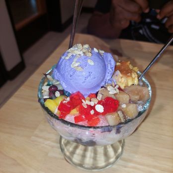 Max's Restaurant - Halo halo! There are sweetened beans mixed in there and topped with ube (purple yam) ice cream. Mix it all together and enjoy! - Filipino Near Me - Bakersfield, California Max's Restaurant - Halo halo! There are sweetened beans mixed in there and topped with ube (purple yam) ice cream. Mix it all together and enjoy! - Filipino Near Me - Bakersfield, California