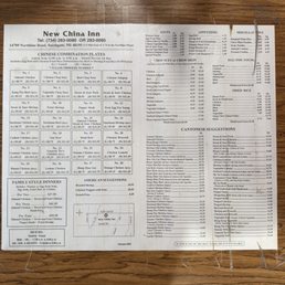 Most updated photo of menu. At this time, carry out only.