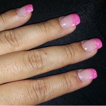 Nails M Spa - Pink Rockstar glitter tips! - Waxing Near Me - Long Beach, California Nails M Spa - Pink Rockstar glitter tips! - Waxing Near Me - Long Beach, California