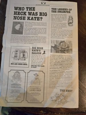 Menu photo 2 Big Nose Kate's Saloon Tombstone, AZ Menu photo 2 Big Nose Kate's Saloon Tombstone, AZ