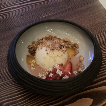 3rd Cousin - Panna cotta with passion fruit and rhubarb sauce - New American Near Me - San Francisco, California