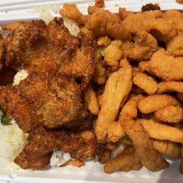 Four Piece Shrimp, Fried Clams and French Fries Combo