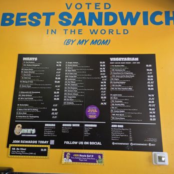 Ike's Love & Sandwiches - Wall menu - Sandwiches Near Me - Tempe, Arizona Ike's Love & Sandwiches - Wall menu - Sandwiches Near Me - Tempe, Arizona
