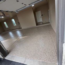 A1 Concrete Coatings - Finished product 1/4 Flake System in "Outback"