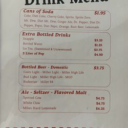 Dina Mia Pizza - Menu as of Feb 2025