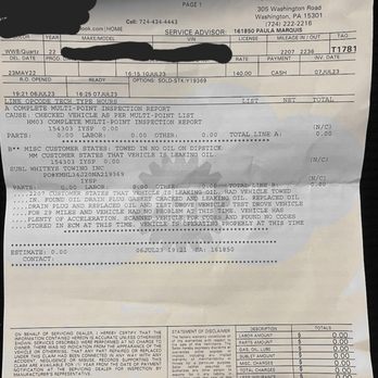 Washington Hyundai - What they said the problem was.
But if it was a gasket leaking there would have been oil in my driveway - Car Dealers Near Me - Washington, Pennsylvania Washington Hyundai - What they said the problem was.
But if it was a gasket leaking there would have been oil in my driveway - Car Dealers Near Me - Washington, Pennsylvania