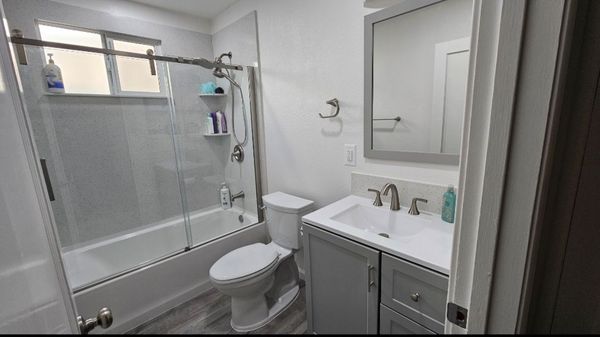Bathroom Remodel - For this bathroom remodel, our team completely gutted the existing space to build a beautiful new bathroom from the ground up. The project included replacing all the plumbing, relocating the toilet for a better layout, installing a brand new tub and custom vanity, and finishing with new drywall and a fresh coat of paint.
Throughout the renovation, we prioritized clear communication, daily site cleanup, and staying on schedule and within budget. The end result is a modern, functional bathroom that perfectly matches our client’s vision—and is already inspiring them to plan their next project with us! Bathroom Remodel - For this bathroom remodel, our team completely gutted the existing space to build a beautiful new bathroom from the ground up. The project included replacing all the plumbing, relocating the toilet for a better layout, installing a brand new tub and custom vanity, and finishing with new drywall and a fresh coat of paint.
Throughout the renovation, we prioritized clear communication, daily site cleanup, and staying on schedule and within budget. The end result is a modern, functional bathroom that perfectly matches our client’s vision—and is already inspiring them to plan their next project with us!