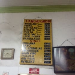 Picada Pancho Causeo - Lista de precios