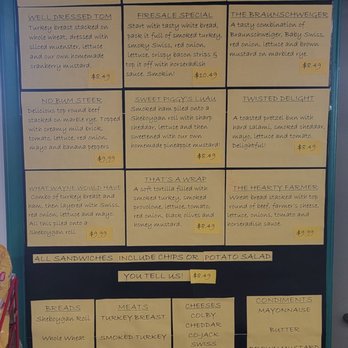 Bieri's Jackson Cheese & Deli - Sandwich menu as of 11/9/2023 - Cheese Shops Near Me - Jackson, Wisconsin