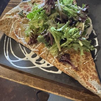 Renata's Creperie - Pear prosciutto special with greens. - Creperies Near Me - Arcata, California Renata's Creperie - Pear prosciutto special with greens. - Creperies Near Me - Arcata, California