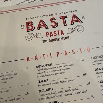 Basta Pasta - Menu - Italian Near Me - Eldersburg, Maryland