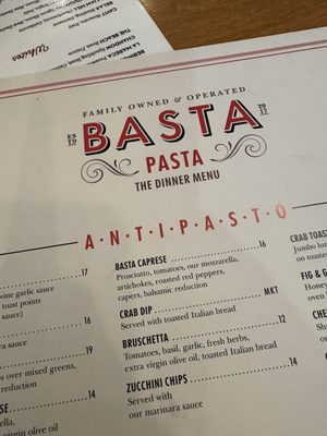 Menu photo 1 Basta Pasta Eldersburg, MD