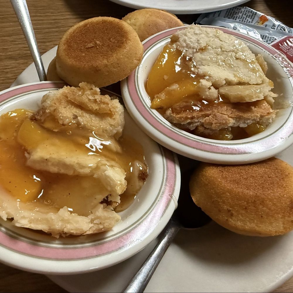 City Cafe - Peach cobbler and sides of corn bread - American Near Me - Northport, Alabama