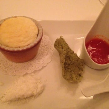 Don Alfonso 1890 - Second dish of the traditional tasting menu. Soufflé of mozzarella cheese. Snow flaked ricotta cheese and tomato source. - Italian Near Me - Sant'Agata dei due Golfi, NA Don Alfonso 1890 - Second dish of the traditional tasting menu. Soufflé of mozzarella cheese. Snow flaked ricotta cheese and tomato source. - Italian Near Me - Sant'Agata dei due Golfi, NA